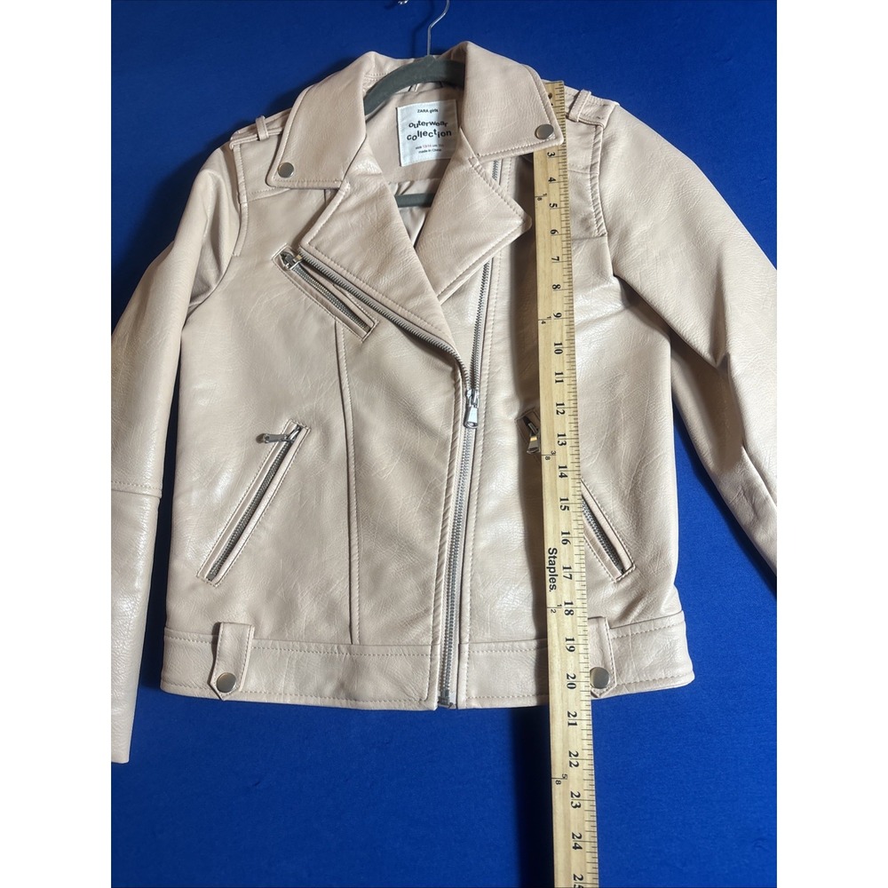 Zara Girls Size 13/14 Baby Pink Faux Leather Biker Motorcycle Jacket Stylish - Picture 3 of 14